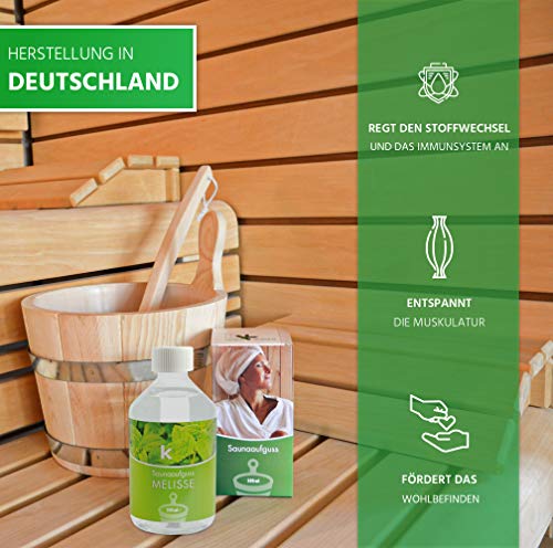 KK Sauna Aufguss Konzentrate PREMIUM – Made in Germany – Duftsorte Melisse – 500 ml Flasche - 6