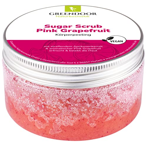 Greendoor Körperpeeling Sugar Scrub Pink Grapefruit 230g, Zucker Peeling ohne Mikroplastik, natürliches Duschpeeling, Naturkosmetik für Damen und Männer, vegan