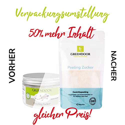 100g Greendoor Peeling Zucker, Natur Gesichtspeeling vegan mit Bio Babassu für Gesicht Hals Dekolleté Lippen empfindliche Haut, OHNE Duft Parfum Konservierungsmittel Mikroplastik - 2