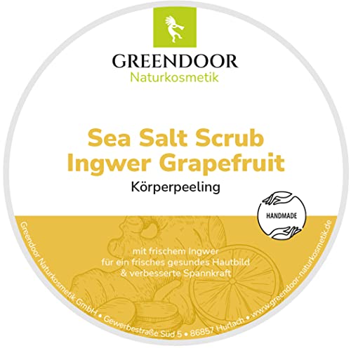 Greendoor Körperpeeling Meersalz Ingwer Grapefruit 280g, natürliches Salz-Peeling ohne Mikroplastik, Duschpeeling ohne Konservierungsmittel, Body Scrub, Sauna-Salz - 7