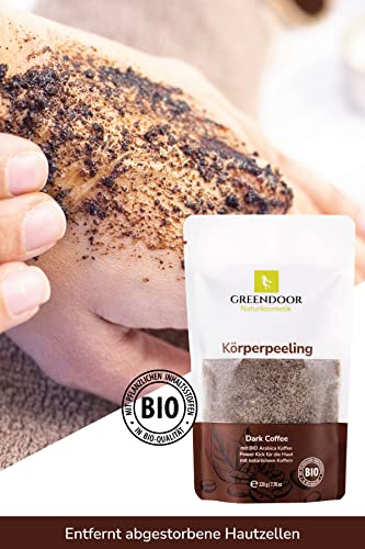 Greendoor straffendes Natur Körperpeeling Kaffee 200g Peeling, 4,4 Sterne, anti aging mit BIO Arabica ohne Mikroplastik, vegane Naturkosmetik gegen Cellulite Schwangerschaftsstreifen, Koffein Zucker - 3