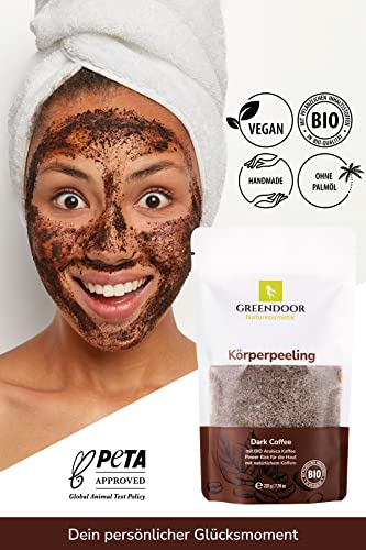 Greendoor straffendes Natur Körperpeeling Kaffee 200g Peeling, 4,4 Sterne, anti aging mit BIO Arabica ohne Mikroplastik, vegane Naturkosmetik gegen Cellulite Schwangerschaftsstreifen, Koffein Zucker - 5