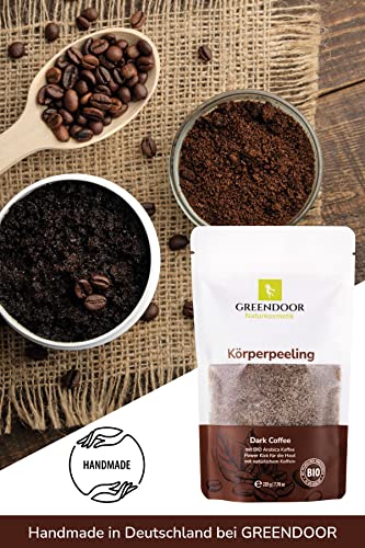 Greendoor straffendes Natur Körperpeeling Kaffee 200g Peeling, 4,4 Sterne, anti aging mit BIO Arabica ohne Mikroplastik, vegane Naturkosmetik gegen Cellulite Schwangerschaftsstreifen, Koffein Zucker - 6