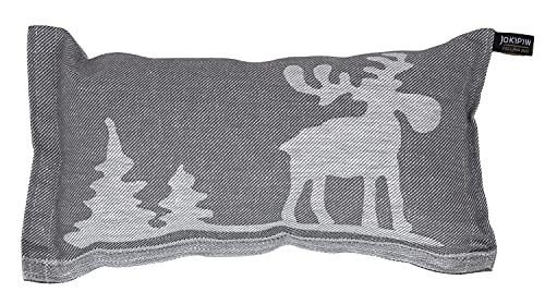 JOKIPIIN | 1 Saunakissen und Reisekissen ELCH, 40 x 22 cm, grau/weiß