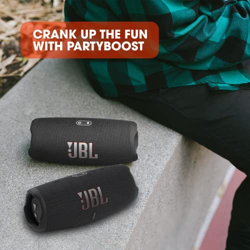 JBL Charge 5 Bluetooth-Lautsprecher in Schwarz – Wasserfeste, portable Boombox mit integrierter Powerbank und Stereo Sound – Eine Akku-Ladung für bis zu 20 Stunden kabellosen Musikgenuss - 8