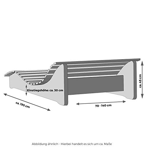 TUGA – Holztech Naturholz Massive wetterfeste extrem stabile stehende Liege Waldsofa Himmelsliege Liegelänge 205cm Himmelsliege… (205 x 70 cm) - 4