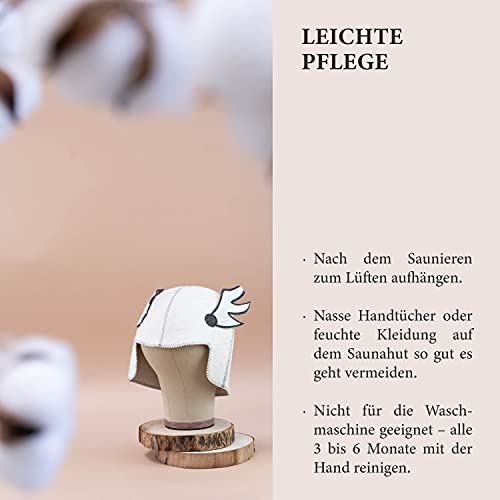 LoFelt® Saunahut – Filzhut für Damen und Herren inkl. Sauna-Ratgeber – Ideales Sauna Zubehör für ein einzigartiges Wellness Erlebnis – Motiv Flügel – Saunamütze Saunakappe - 5