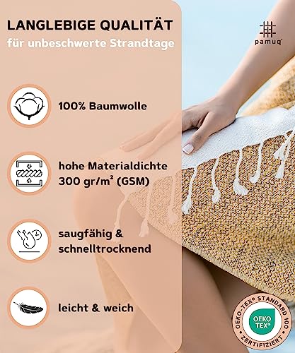 pamuq® Strandtuch XXL Saunatuch Badetuch Hamamtuch Groß Baumwolle Oeko-TEX® Duschtuch Pestemal Handtuch Fouta Pareo Yoga Decke Sporttuch Sarong Herren Damen - 3