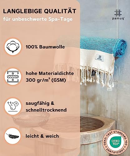 pamuq® Strandtuch XXL Saunatuch Badetuch Hamamtuch Groß Baumwolle Oeko-TEX® Duschtuch Pestemal Handtuch Fouta Pareo Yoga Decke Sporttuch Sarong Herren Damen - 3