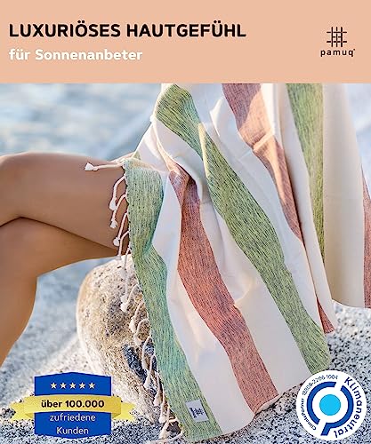 pamuq® Strandtuch XXL Saunatuch Badetuch Hamamtuch Groß Baumwolle Oeko-TEX® Duschtuch Pestemal Handtuch Fouta Pareo Yoga Decke Sporttuch Sarong Herren Damen - 5