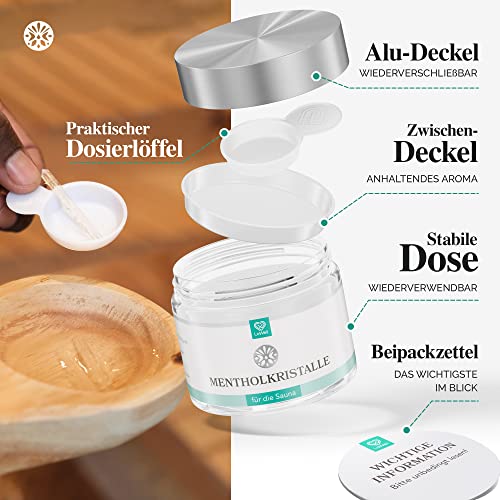 LoWell® – Mentholkristalle 40g in wiederverschließbarer Dose – Premium-Qualität Sauna Kristalle Saunakristalle Menthol - 3
