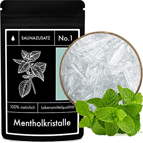 Mentholkristalle Sauna-Zusatz No. 1 – Menthol Sauna Kristalle – Zu 100% aus natürlicher japanscher Minze gewonnen – 50 g