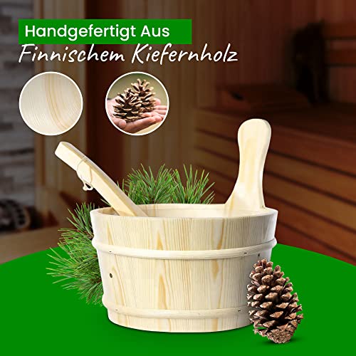 Bader Wellness® Sauna komplett Set (4 Liter Sauna Kübel) – Sauna Eimer aus naturbelassenem Holz - 2