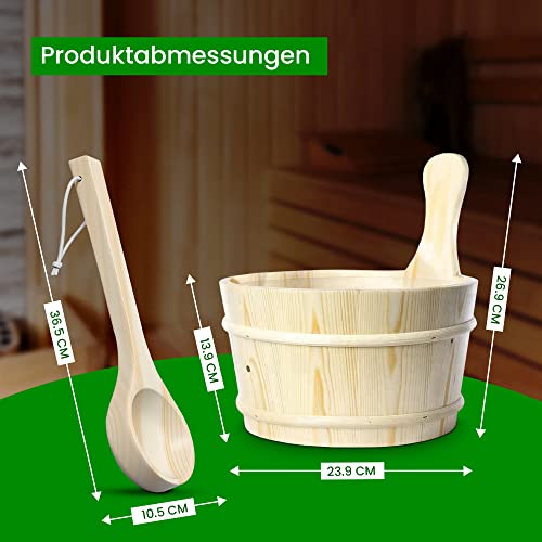 Bader Wellness® Sauna komplett Set (4 Liter Sauna Kübel) – Sauna Eimer aus naturbelassenem Holz - 4