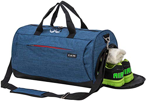 marcello Sporttasche Reisetasche mit Schuhfach & Nassfach Wasserdicht Fitnesstasche Trainingstasche Gym Sport Tasche Handgepäck für Männer und Frauen (Navy Blue, Medium)