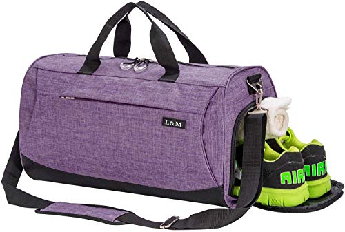 marcello Sporttasche Reisetasche mit Schuhfach & Nassfach Wasserdicht Fitnesstasche Trainingstasche Gym Sport Tasche Handgepäck für Männer und Frauen (Purple, Medium)