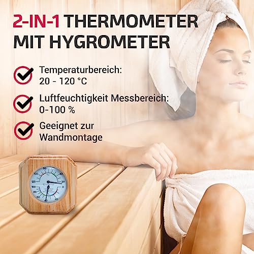 Suleno Sauna Set 10-teilig Saunazubehör Saunakelle Saunakübel Sanduhr Hygrometer Thermometer 5 x Duftkonzentrate - 3