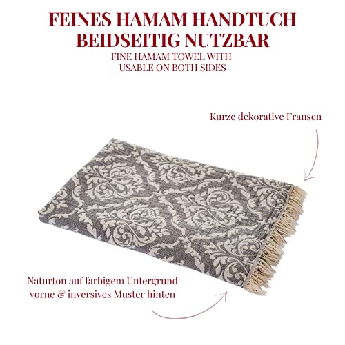 Hamamtuch BAROCK grau Strandtuch Pareo Saunatuch 90x175 cm 100% Baumwolle