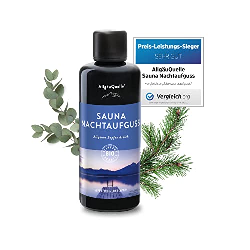 AllgäuQuelle Saunaaufguss mit 100% BIO-Öle Nachtaufguss Alpenzirbe Eukalyptus