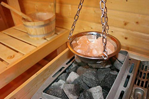 Sauna Verdampferschale Kräutertopf aus Edelstahl für Sauna und Spa Aroma Aufguss - 16cm, Muster: Saunaschale mit Salzkristalle