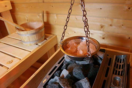 Sauna Verdampferschale Kräutertopf aus Edelstahl für Sauna und Spa Aroma Aufguss – 16cm, Muster: Saunaschale mit Salzkristalle - 2