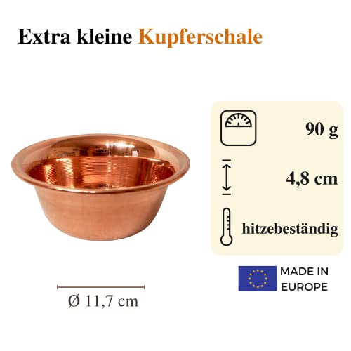 Copper Garden Kupferschale 11,7 x 11,7 x 4,8 cm I Hitzebeständige Kupferschüssel klein zur optimalen Temperaturübertragung I Einsatz als Räucherschale/Servierschale/Sauna Aromaschale - 2