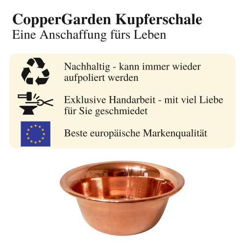 Copper Garden Kupferschale 11,7 x 11,7 x 4,8 cm I Hitzebeständige Kupferschüssel klein zur optimalen Temperaturübertragung I Einsatz als Räucherschale/Servierschale/Sauna Aromaschale - 6