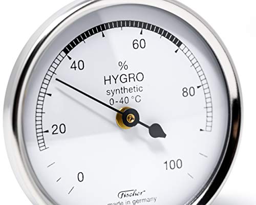 Fischer 150CR – Synthetic-Hygrometer – 68mm Luftfeuchtigkeitsmesser mit chrom-farbene Kunststoffgehäuse Made in Germany - 4