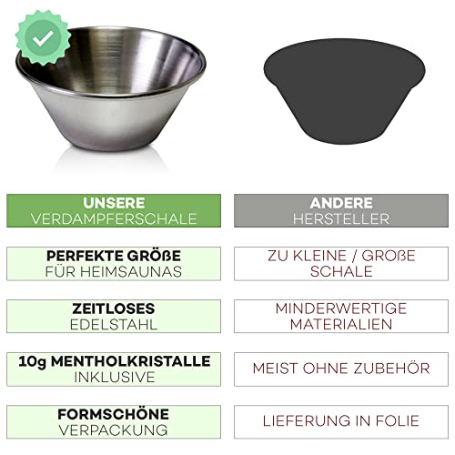 Sauna Verdampferschale/Aromaschale aus Edelstahl inkl. GRATIS 10g Mentholkristalle – Passend für jeden Saunaofen - 2