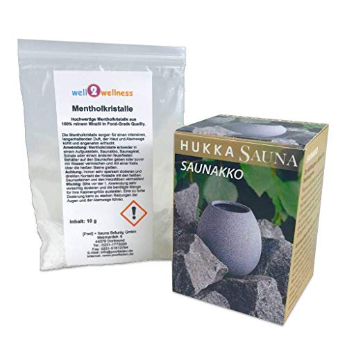 SudoreWell Saunakko - Sauna Aromaschale Dufttasse aus Speckstein + 10g Mentholkristalle