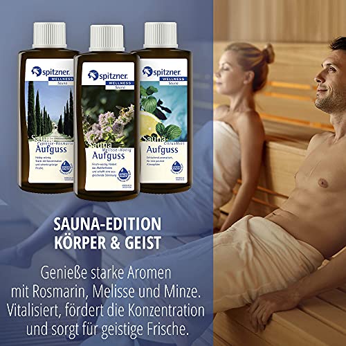 Saunaaufguss Körper & Geist: Cypresse-Rosmarin, Melisse-Honig, Citrus-Mint (3x190ml) von Spitzner - 3