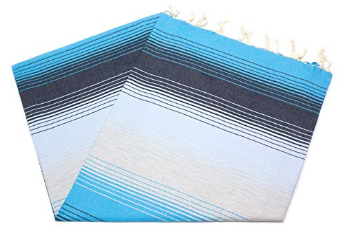 ANNA ANIQ Hamamtuch Fouta Saunatuch XXL Extra Groß 100×200 cm – 100% gekämmte Baumwolle aus Tunesien – Strandtuch, orientalisches Bade-Tuch, Yoga, Pestemal, Strand-Handtuch (Dunkelblau schattiert) - 2