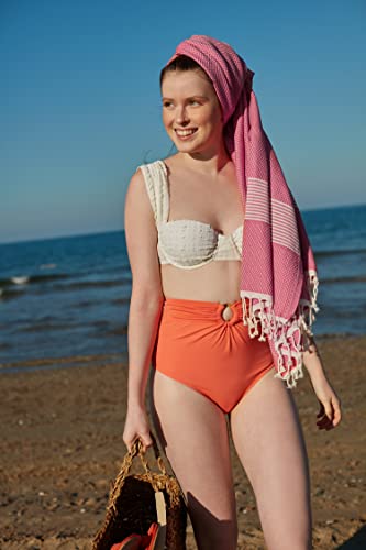 Happy Towels Hamamtücher | Flamingo Pink und Weiß | 210 cm x 95 cm | 60% Bambus und 40% Bio-Baumwolle | Fairtrade - 8