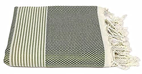 Happy Towels Hamamtücher | Olivgrün und Weiß | 210 cm x 95 cm | 60% Bambus und 40% Bio-Baumwolle | Fairtrade - 5