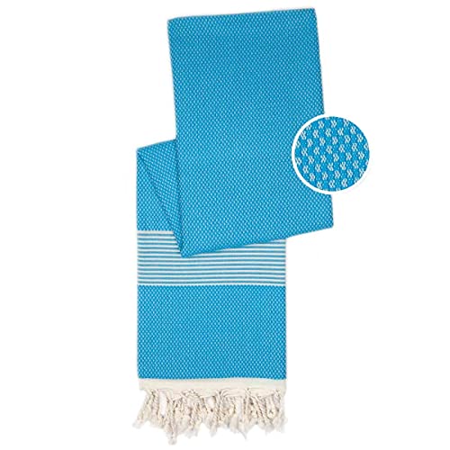 Happy Towels Hamamtücher | Türkisblau und Weiß | 210 cm x 95 cm | 60% Bambus und 40% Bio-Baumwolle | Fairtrade - 4