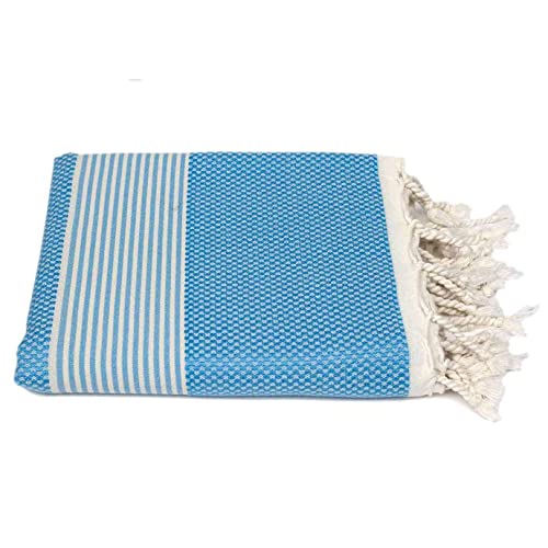 Happy Towels Hamamtücher | Türkisblau und Weiß | 210 cm x 95 cm | 60% Bambus und 40% Bio-Baumwolle | Fairtrade - 5