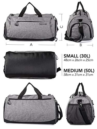 Fitgriff® Sporttasche Reisetasche mit Schuhfach & Nassfach – Männer & Frauen Saunatasche 58cm x 31cm x 31cm [50 Liter] (Grey, Medium) - 5