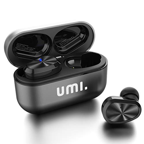 Amazon Brand - Umi TWS Bluetooth 5.0 IPX7 W5s Kabellose In-Ear-Kopfhörer für iPhone Samsung, Huawei mit Patentiertem Intelligenten Metall-Ladeetui (Grau)