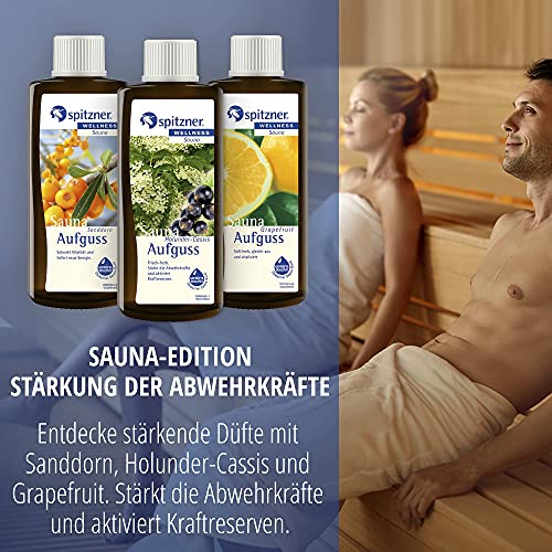 Spitzner Saunaaufguss zur Stärkung der Abwehrkräfte: Sanddorn, Holunder-Cassis und Grapefruit (3x190ml) - 3