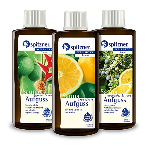 Saunaaufguss Vital & Kräftig: Grapefruit, Wacholder-Zitrome, Ingwer-Limette (3x190ml) von Spitzner