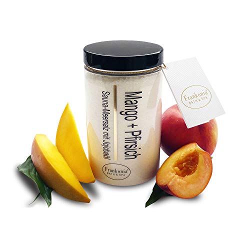 Sauna Salz Peeling – Mango Pfirsich 400g - Meersalz m. Jojobaöl Vitamin E