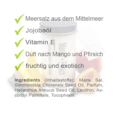 Sauna Salz Peeling – Mango Pfirsich 400g – Meersalz m. Jojobaöl Vitamin E - 3