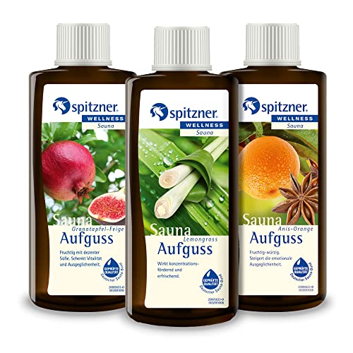 Spitzner Saunaaufguss Gute Laune: Lemongras, Granatapfel-Feige und Anis-Orange (3x190ml)