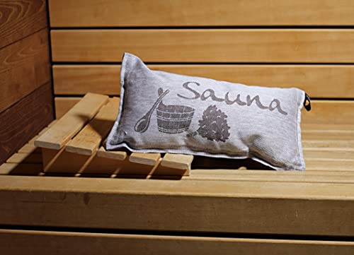 Jokipiin | 1 Saunakissen Lieblingskissen Reisekissen | Design: Sauna | Maße: 40 x 22 cm, Leinen/Baumwolle | schadstofffrei Ökotex 100 | (braun/weiß) - 4