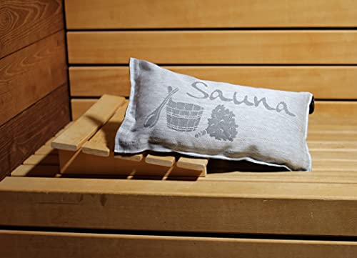 Jokipiin | 1 Saunakissen Lieblingskissen Reisekissen | Design: Sauna | Maße: 40 x 22 cm, Leinen/Baumwolle | schadstofffrei Ökotex 100 | (grau/weiß) - 4