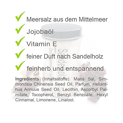 Sauna Salz Peeling – Sandelholz 400g – Meersalz m. Jojobaöl Vitamin E - 3