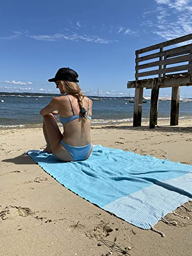 SOLTAKO XXL 4X Fouta Strandtuch Saunatuch Badetuch Hamamtuch  Pestemal Geschenkset extra groß, 100 x 200 cm (Farben: Kirschblütenrosa-Mint-Aqua-Pastellgrau) - 3