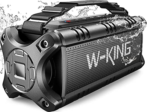 W-KING 50W Bluetooth Lautsprecher, Wasserdicht IPX6, Druckvoller Bass, Bluetooth 5.0 mit Powerbank 8000mAh, 24h Akku, Für TWS/NFC/TF-Karten