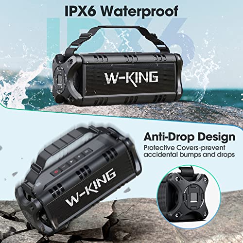 W-KING 50W Bluetooth Lautsprecher, Wasserdicht IPX6, Druckvoller Bass, Bluetooth 5.0 mit Powerbank 8000mAh, 24h Akku, Für TWS/NFC/TF-Karten - 3