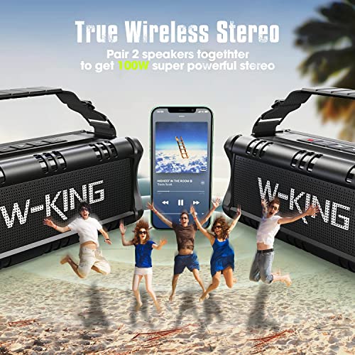 W-KING 50W Bluetooth Lautsprecher, Wasserdicht IPX6, Druckvoller Bass, Bluetooth 5.0 mit Powerbank 8000mAh, 24h Akku, Für TWS/NFC/TF-Karten - 5